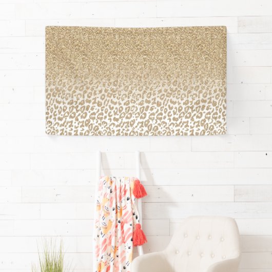 Trendy Gold Glitter en afdrukverloop op luipaard Spandoek (Insitu)