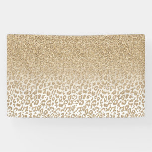 Trendy Gold Glitter en afdrukverloop op luipaard Spandoek