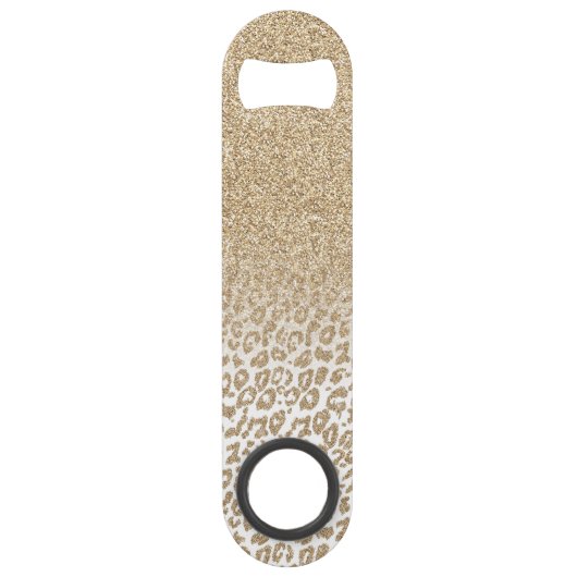 Trendy Gold Glitter en afdrukverloop op luipaard Speed Flessenopener (Voorkant)