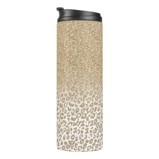 Trendy Gold Glitter en afdrukverloop op luipaard Thermosbeker (Geroteerd rechts)