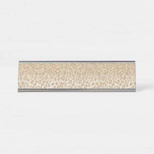 Trendy Gold Glitter en Leopard Print Gradiënt Bureau Naambordje