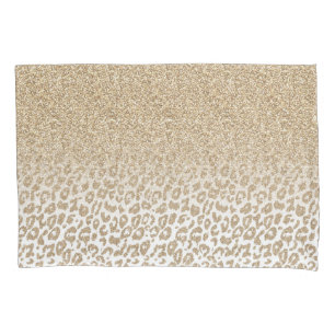 Trendy Gold Glitter en Leopard Print Gradiënt Kussensloop