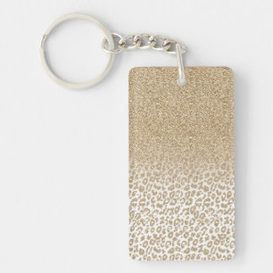 Trendy Gold Glitter en Leopard Print Gradiënt Sleutelhanger