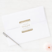 Trendy Gold Glitter Name Date 21e Vierkante Sticker (Envelop)