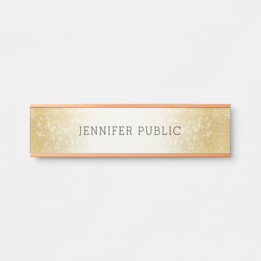 Trendy Gold Glitter Simple Modern Elegant Sjabloon Deurbordje (Voorkant)