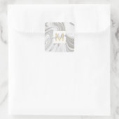 Trendy gold glitter sparkle marmer monogram vierkante sticker (Tas)