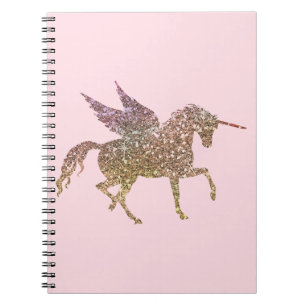 Trendy Gold Glitter Sparkle Unicorn Pegasus Horse Notitieboek