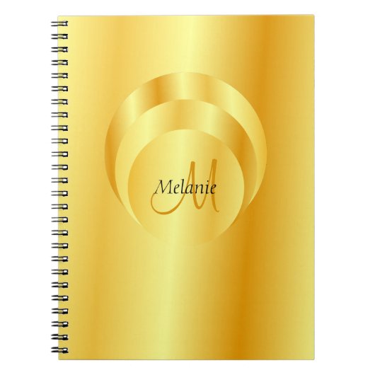 Trendy Gold Kijk Elegant Monogram Sjabloon Notitieboek (Voorkant)