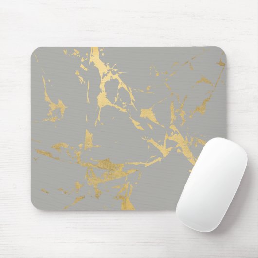 Trendy Gold Marble Pattern on Grey Muismat (Met muis)
