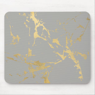 Trendy Gold Marble Pattern on Grey Muismat