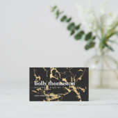 Trendy Gold Marble Pattern op Black Visitekaartje (Staand voorkant)
