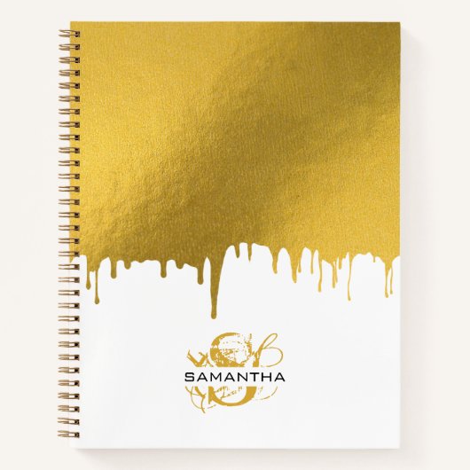 Trendy Gold Metallic Drivers Script Monogram Notitieboek (Voorkant)
