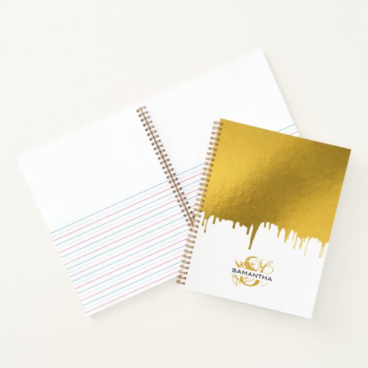 Trendy Gold Metallic Drivers Script Monogram Notitieboek (Binnen)