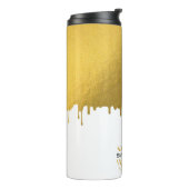 Trendy Gold Metallic Drivers Script Monogram Thermosbeker (Gedraaid links)