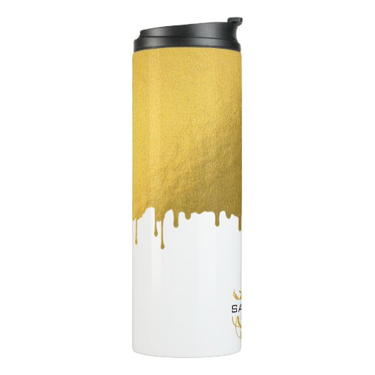 Trendy Gold Metallic Drivers Script Monogram Thermosbeker (Gedraaid links)