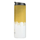 Trendy Gold Metallic Drivers Script Monogram Thermosbeker (Geroteerd rechts)