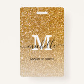 Trendy Gold Monogram Initiaal Script Name Employee Badge (Achterkant)