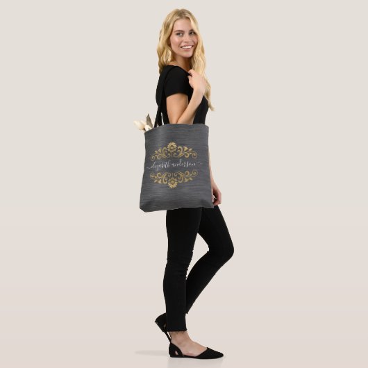 Trendy Gold Monogram Name Script Canvas tas (Op model)