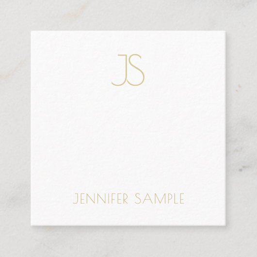 Trendy Gold Monogrammed Modern Simple Plain Luxe Vierkante Visitekaartje (Voorkant)