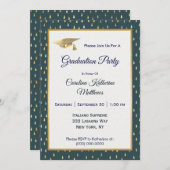 Trendy Gold Raindrops Slate Grey Afstuderen Kaart (Voorkant / Achterkant)