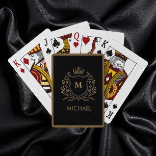 Trendy Gold Royal Crown Embleem Monogram Pokerkaarten