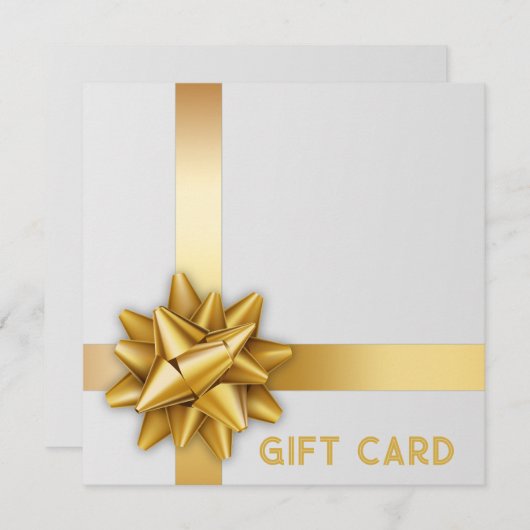 Trendy Gold Satin Ribbon Gift Bow White-kaartje (Voorkant / Achterkant)