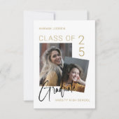 Trendy Gold Script Foto White Graduation Party Kaart (Voorkant)