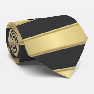 Trendy Gold Stripes, Lips, Red Kiss Stropdas