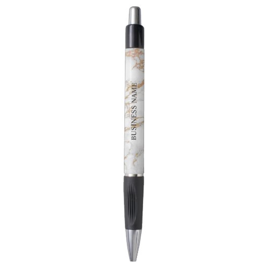 Trendy Gold & White Marble Modern Promotion Pen (Voorkant Verticaal)
