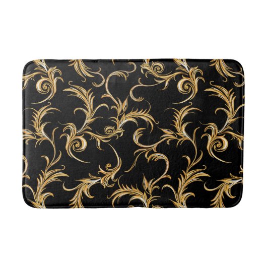  Trendy Golden Pattern Black Retro Badmat (Voorkant)