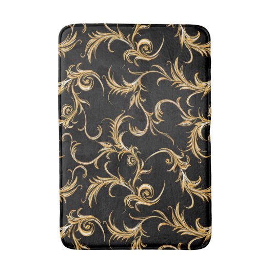 Trendy Golden Pattern Black Retro Badmat (Voorkant Verticaal)