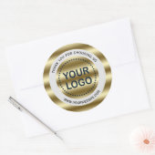 Trendy Golden Waves gradiënt je Logo slogan Ronde Sticker (Envelop)