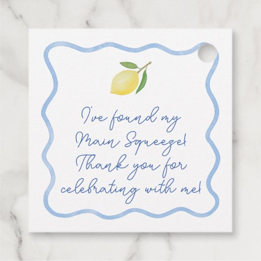 Trendy golvende rand hoofdklem trouwfeest bedankjes labels (Achterkant)