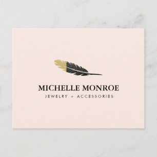 Trendy Goud Dipped Boho Feather Designer Roze Briefkaart