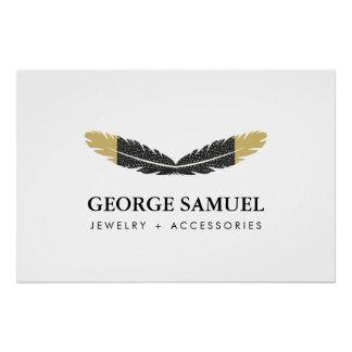 Trendy Goud Gedompelde Boho Veer Logo Perfect Poster