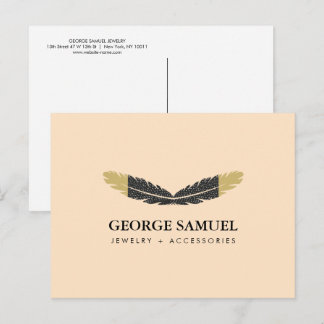Trendy Goud Gedompelde Boho Veer Ontwerper Roze Briefkaart