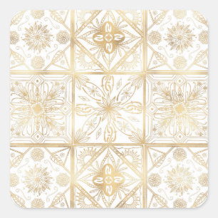 Trendy Goud Geometrisch Ornament Tegel Art Vierkante Sticker