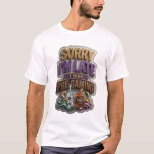 Trendy Goud I WAS PRE GAMING Draagbare Kunst T-shirt
