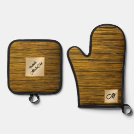 Trendy Goud Zwart  Art Deco Collectie Ovenwant & Pannenlap Set