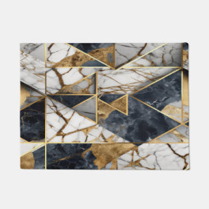 Trendy Goud Zwart Geometrisch Marmer Patroon Deurmat