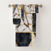 Trendy Goud Zwart Geometrisch Marmeren Patroon Bad Handdoek (Insitu)