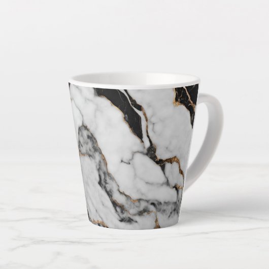 Trendy Goud Zwart-Wit Marmer Latte Mok (Rechterhoek)