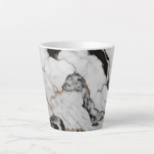 Trendy Goud Zwart-Wit Marmer Latte Mok (Voorkant)