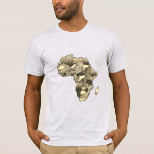 Trendy Gouden Afrikaanse Kaart Motief T-shirt
