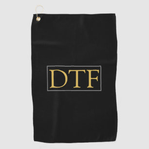 Trendy Gouden DIY Monogram/Naam, Grijze Rand, Zwar Golfhanddoek