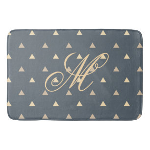 Trendy gouden driehoeken Confetti op grijs monogra Badmat