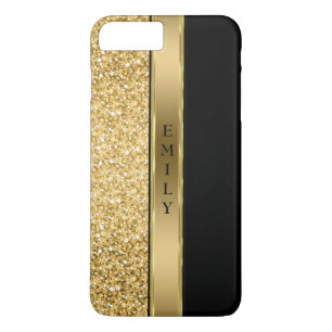 Trendy gouden glitter en streep 	iPhone 8 plus / 7 plus hoesje