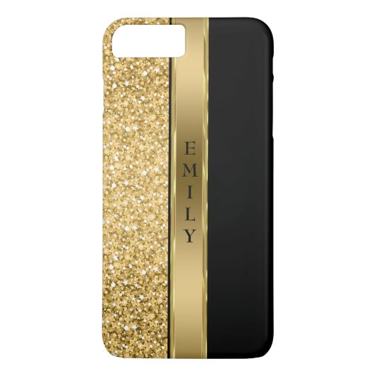 Trendy gouden glitter en streep Case-Mate iPhone case (Achterkant)
