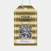 Trendy Gouden Golven Gradiënt QR Code Uw Logo    Cadeaulabel (Achterkant)