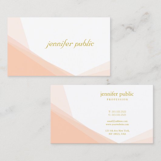 Trendy Gouden Hand Script Naam Modern Professional Visitekaartje (Voorkant / Achterkant)